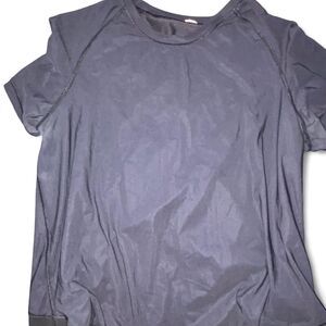 Lululemon Women's Navy and Black T-shirt